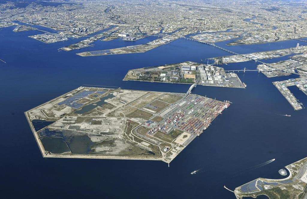 大阪市の人工島・夢洲(左下)