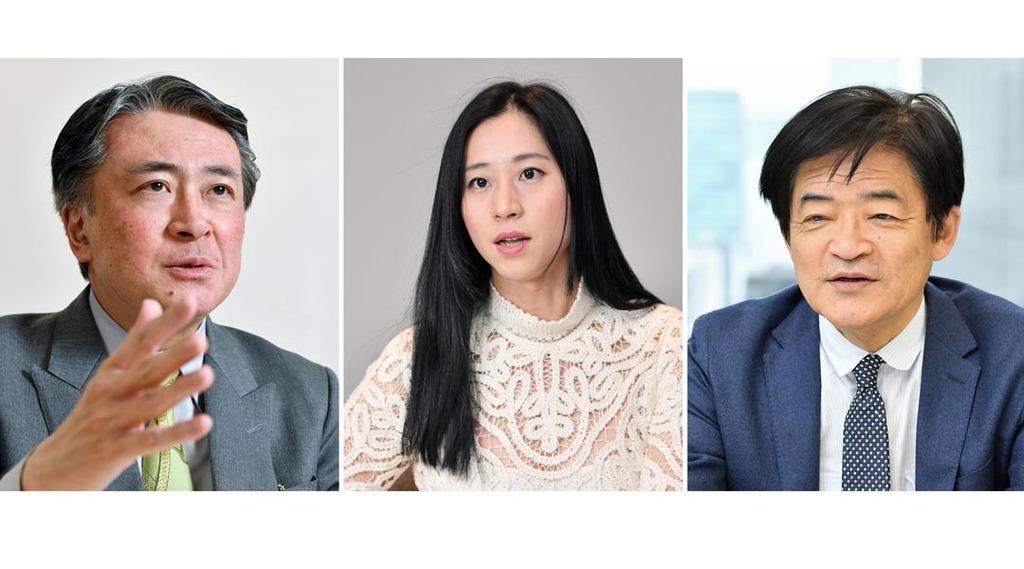 (写真左から)君塚直隆氏(関東学院大教授)、三浦瑠麗氏(国際政治学者)、八幡和郎氏(評論家・徳島文理大教授)