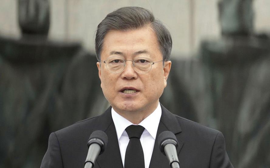 韓国の文在寅大統領=19日、ソウル(聯合=共同)