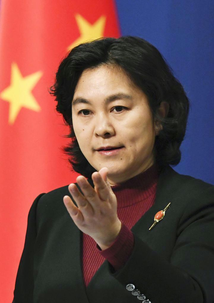 中国外務省の華春瑩氏=昨年2月(共同)