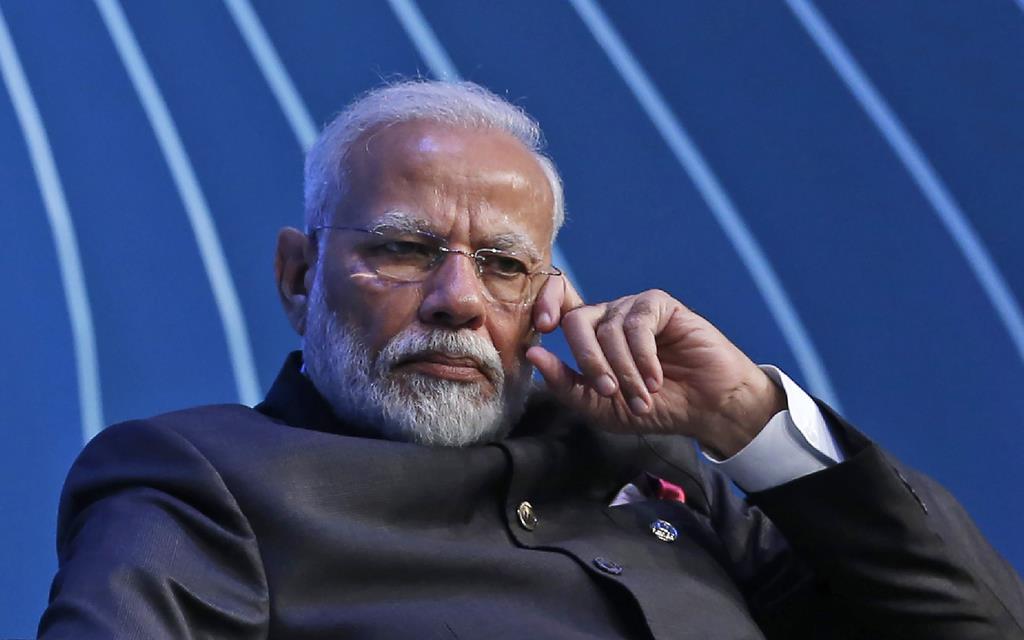 インドのモディ首相(AP)。インドは、新型コロナウイルス禍の陰で高まる中国との緊張に頭を悩ませている