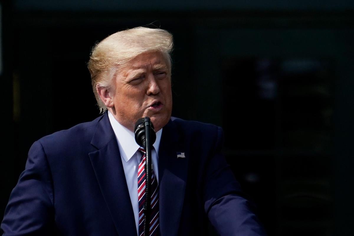ホワイトハウスで話すトランプ米大統領=7月16日、ワシントン(ゲッティ=共同)