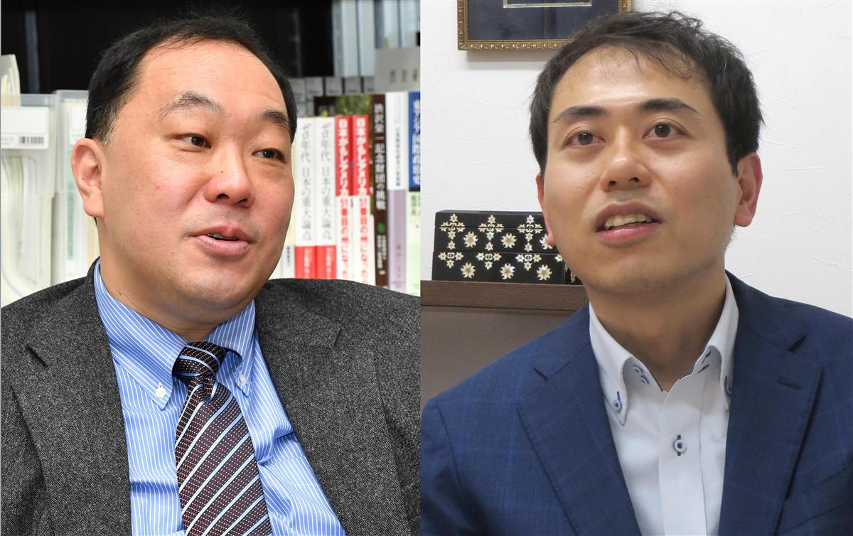 神戸大大学院の簑原俊洋教授(左)、同志社大の村上政俊・嘱託講師