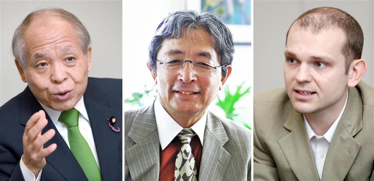 （左から）鈴木宗男参院議員、袴田茂樹氏、グレンコ・アンドリー氏