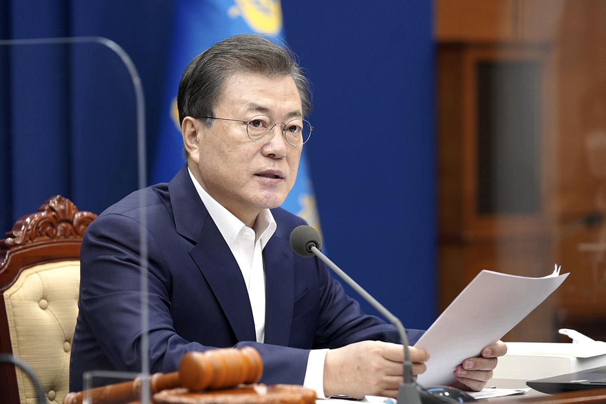 韓国の文在寅大統領=ソウル(韓国大統領府提供・共同)