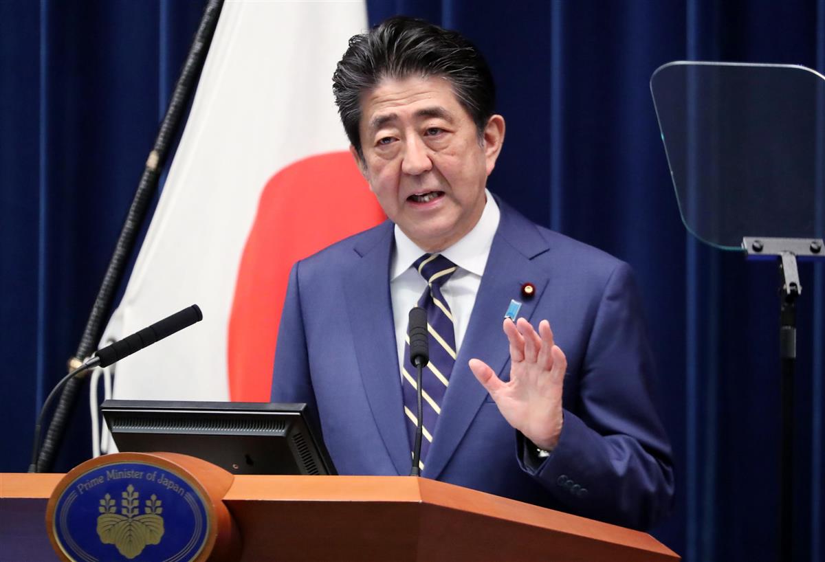 記者会見で辞意を表明した安倍晋三首相=8月28日午後、首相官邸(春名中撮影)