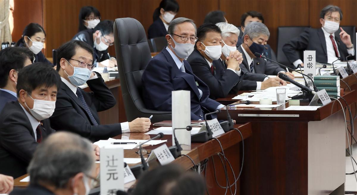 衆院憲法審査会では、議論は活発化してきたが、合意形成にはまだ遠い。中央は細田博之会長=11月19日午後、衆院第18委員室(春名中撮影)