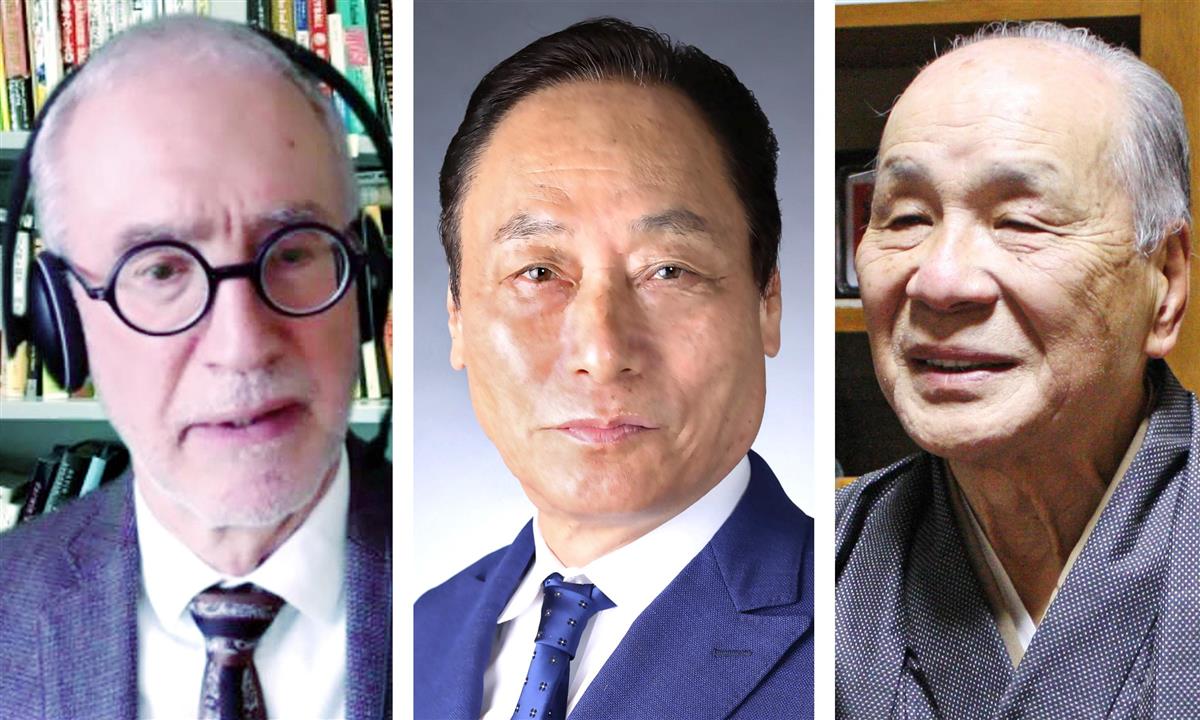 (左から)リー・トンプソン氏、ヨネスケ氏(本人提供)、第29代木村庄之助(浜田慎太郎撮影)
