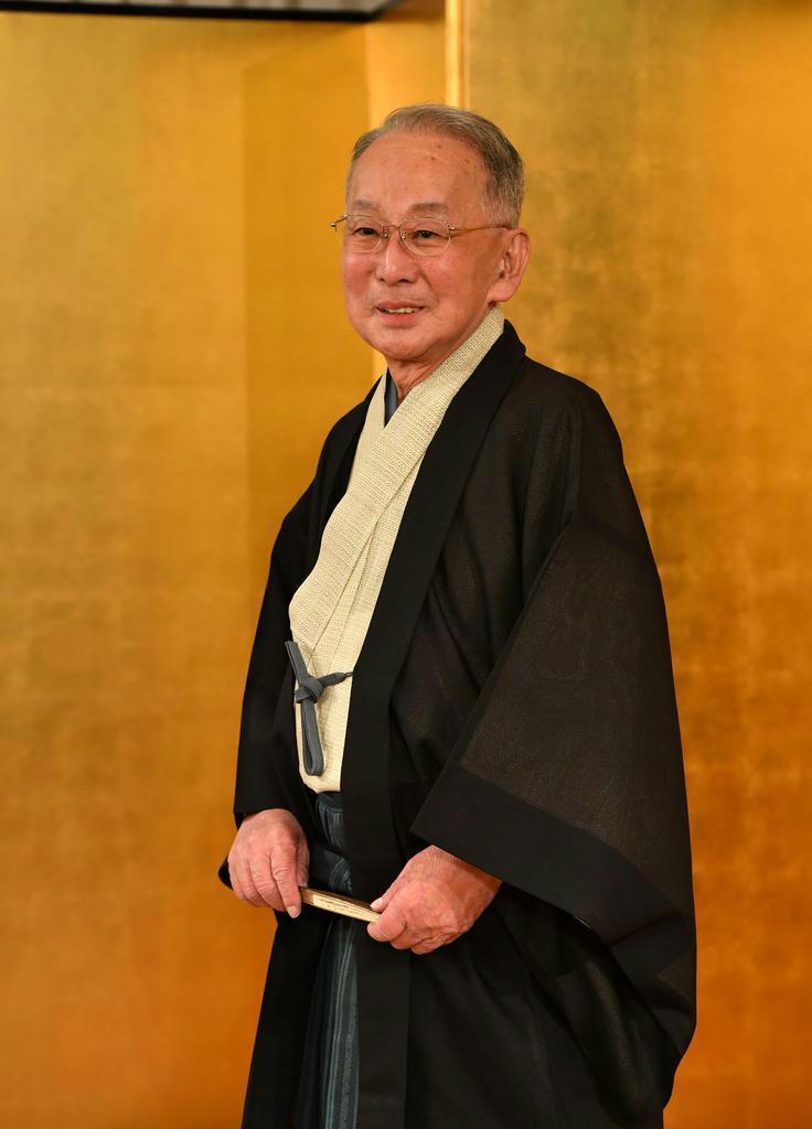 人間国宝に認定されることが発表された片岡秀太郎さん。記者会見の席上、「若い歌舞伎俳優の人たちがいろいろ聞きに来てくれる。そのことがうれしい」と話した =7月、大阪市中央区(南雲都撮影)
