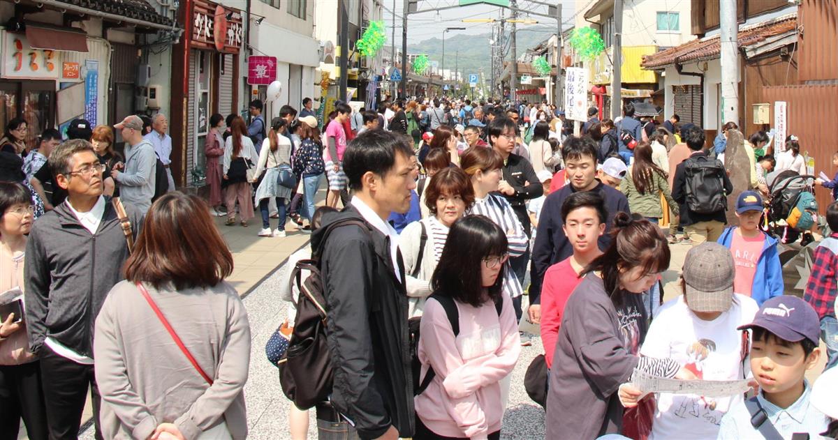 2019年のゴールデンウイーク、水木ロードには大勢の観光客が訪れた
