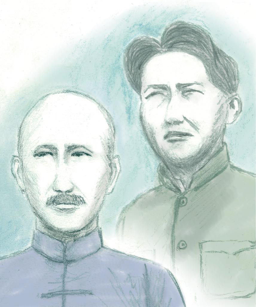 蒋介石と毛沢東(画=井田智康)