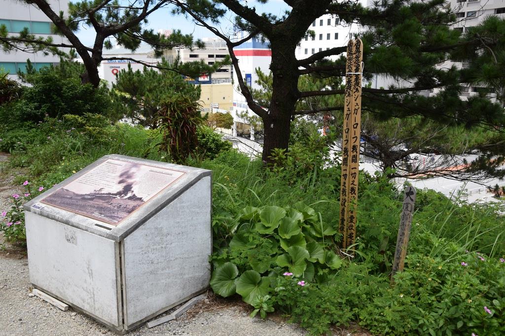 75年前に激戦が繰り広げらえたシュガーローフの戦跡。今はほとんど訪れる人もいない=那覇市おもろまち(川瀬弘至撮影)